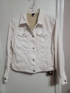 GAP off-white sherpa-lined corduroy jean jacket